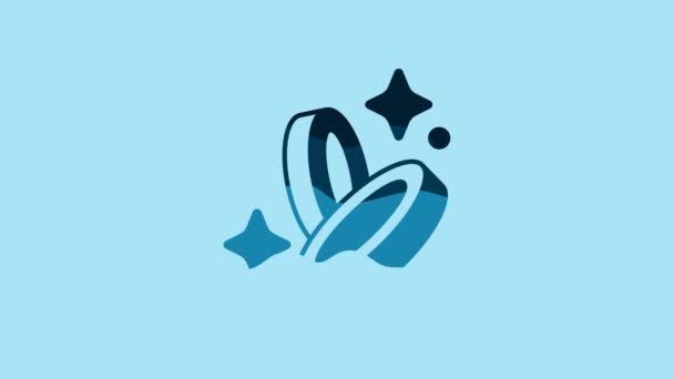 青の背景に隔離された青の海賊コインアイコン 4Kビデオモーショングラフィックアニメーション — ストック動画