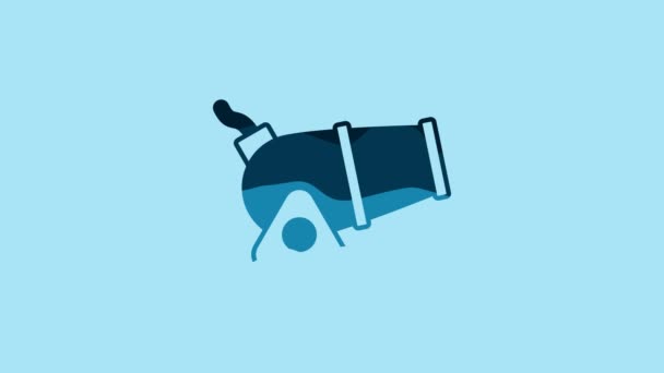 Blue Cannon Icon Isolated Blue Background Medieval Weapons Video Motion — Wideo stockowe