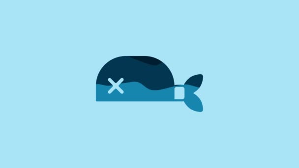 Blue Pirate Bandana Head Icon Isolated Blue Background Video Motion — Vídeo de stock