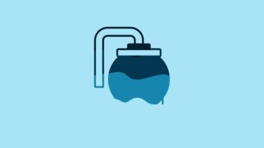 Blue Oil tank storage icon isolated on blue background. Vessel tank for oil and gas industrial. Oil tank technology station. 4K Video motion graphic animation.