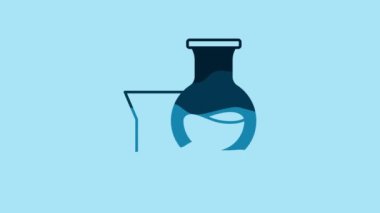 Blue Oil petrol test tube icon isolated on blue background. 4K Video motion graphic animation.