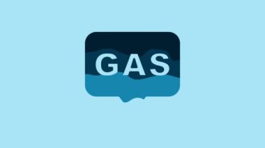 Blue Location and petrol or gas station icon isolated on blue background. Car fuel symbol. Gasoline pump. 4K Video motion graphic animation.