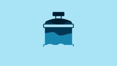 Blue Propane gas tank icon isolated on blue background. Flammable gas tank icon. 4K Video motion graphic animation.