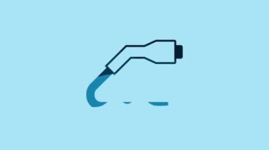 Blue Electrical cable plug charging icon isolated on blue background. Renewable eco technologies. 4K Video motion graphic animation.