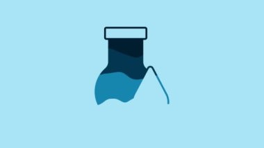 Blue Oil petrol test tube icon isolated on blue background. 4K Video motion graphic animation.