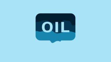 Blue Word oil icon isolated on blue background. 4K Video motion graphic animation.