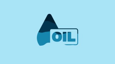 Blue Oil drop icon isolated on blue background. 4K Video motion graphic animation.
