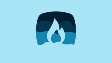 Blue Fire flame icon isolated on blue background. 4K Video motion graphic animation.