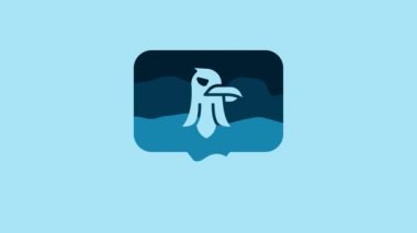 Blue Eagle icon isolated on blue background. American Presidential symbol. 4K Video motion graphic animation.