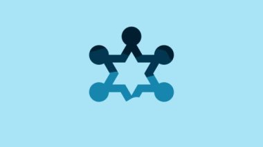 Blue Hexagram sheriff icon isolated on blue background. Police badge icon. 4K Video motion graphic animation.