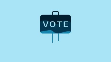 Blue Vote icon isolated on blue background. 4K Video motion graphic animation.
