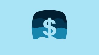 Blue Dollar symbol icon isolated on blue background. Cash and money, wealth, payment symbol. Casino gambling. 4K Video motion graphic animation.