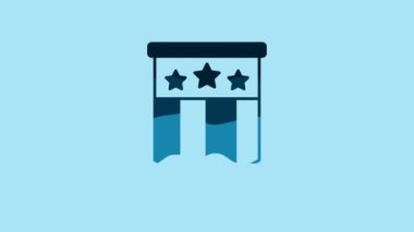 Blue American flag icon isolated on blue background. Flag of USA. United States of America. 4K Video motion graphic animation.