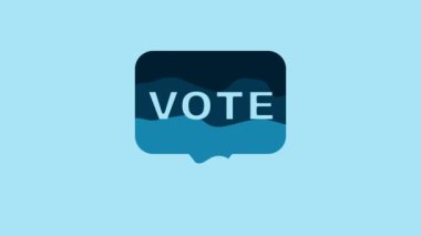 Blue Vote icon isolated on blue background. 4K Video motion graphic animation.