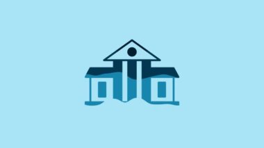 Blue White House icon isolated on blue background. Washington DC. 4K Video motion graphic animation.