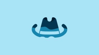 Blue Western cowboy hat icon isolated on blue background. 4K Video motion graphic animation.