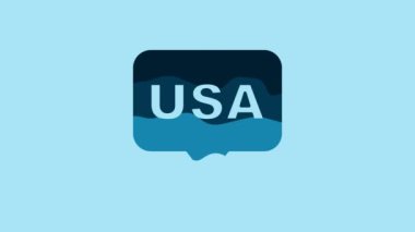 Blue USA Independence day icon isolated on blue background. 4th of July. United States of America country. 4K Video motion graphic animation.