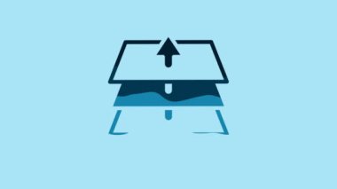 Blue Layers icon isolated on blue background. 4K Video motion graphic animation.