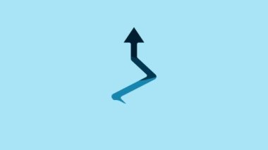 Blue Arrow icon isolated on blue background. Direction Arrowhead symbol. Navigation pointer sign. 4K Video motion graphic animation.