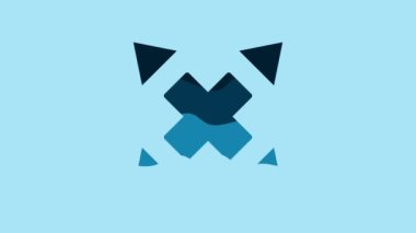 Blue Many ways directional arrow icon isolated on blue background. 4K Video motion graphic animation.