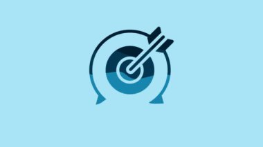Blue Target financial goal concept icon isolated on blue background. Symbolic goals achievement, success. 4K Video motion graphic animation.