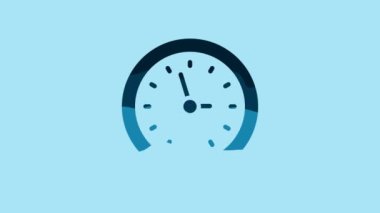 Blue Clock icon isolated on blue background. Time symbol. 4K Video motion graphic animation.