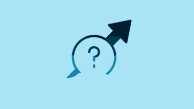 Blue Arrow icon isolated on blue background. Direction Arrowhead symbol. Navigation pointer sign. 4K Video motion graphic animation.