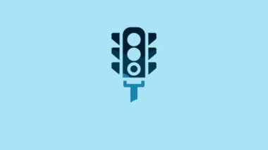 Blue Traffic light icon isolated on blue background. 4K Video motion graphic animation.