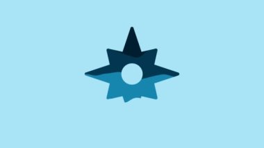 Blue Wind rose icon isolated on blue background. Compass icon for travel. Navigation design. 4K Video motion graphic animation.