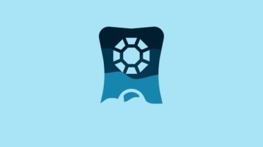 Blue Tooth with diamond icon isolated on blue background. 4K Video motion graphic animation.
