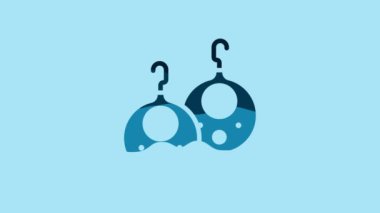 Blue Earrings icon isolated on blue background. Jewelry accessories. 4K Video motion graphic animation.