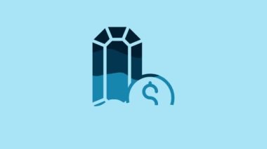 Blue Jewelry online shopping icon isolated on blue background. 4K Video motion graphic animation.