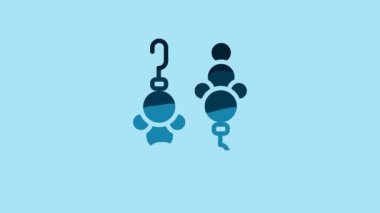 Blue Earrings icon isolated on blue background. Jewelry accessories. 4K Video motion graphic animation.