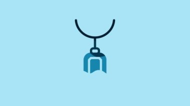 Blue Pendant on necklace icon isolated on blue background. 4K Video motion graphic animation.