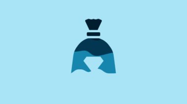 Blue Bag with gems icon isolated on blue background. 4K Video motion graphic animation.