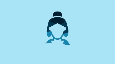 Blue Consultant seller of a jewelry store icon isolated on blue background. 4K Video motion graphic animation.