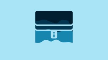 Blue Jewelry box icon isolated on blue background. Casket with jewelry. 4K Video motion graphic animation.