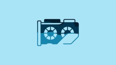 Blue Video graphic card icon isolated on blue background. 4K Video motion graphic animation.