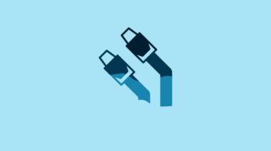 Blue LAN cable network internet icon isolated on blue background. 4K Video motion graphic animation.