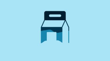 Blue Laundry detergent for automatic wash machine icon isolated on blue background. 4K Video motion graphic animation.