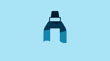 Blue Plastic bottle for laundry detergent, bleach, dishwashing liquid or another cleaning agent icon isolated on blue background. 4K Video motion graphic animation.