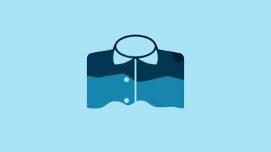 Blue T-shirt icon isolated on blue background. 4K Video motion graphic animation.