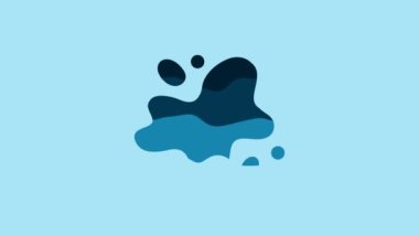 Blue Water spill icon isolated on blue background. 4K Video motion graphic animation.