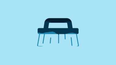 Blue Brush for cleaning icon isolated on blue background. 4K Video motion graphic animation.