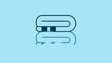 Blue Towel stack icon isolated on blue background. 4K Video motion graphic animation.