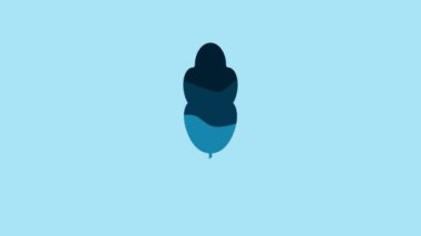 Blue Feather icon isolated on blue background. 4K Video motion graphic animation.