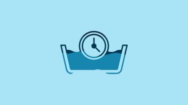 Blue Time wash icon isolated on blue background. Temperature wash. 4K Video motion graphic animation.