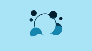 Blue Soap water bubbles icon isolated on blue background. 4K Video motion graphic animation.