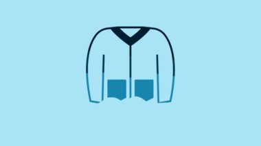 Blue Sweater icon isolated on blue background. Pullover icon. Sweatshirt sign. 4K Video motion graphic animation.