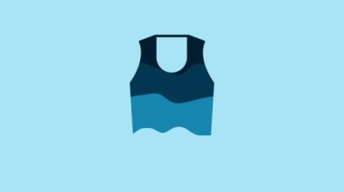 Blue Undershirt icon isolated on blue background. 4K Video motion graphic animation.